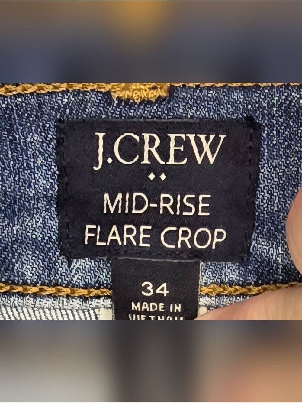 J.Crew Mid-Rise Flare Crop Jeans Size 34 Medium Wash Denim Cropped Wide Leg - Picture 11 of 14